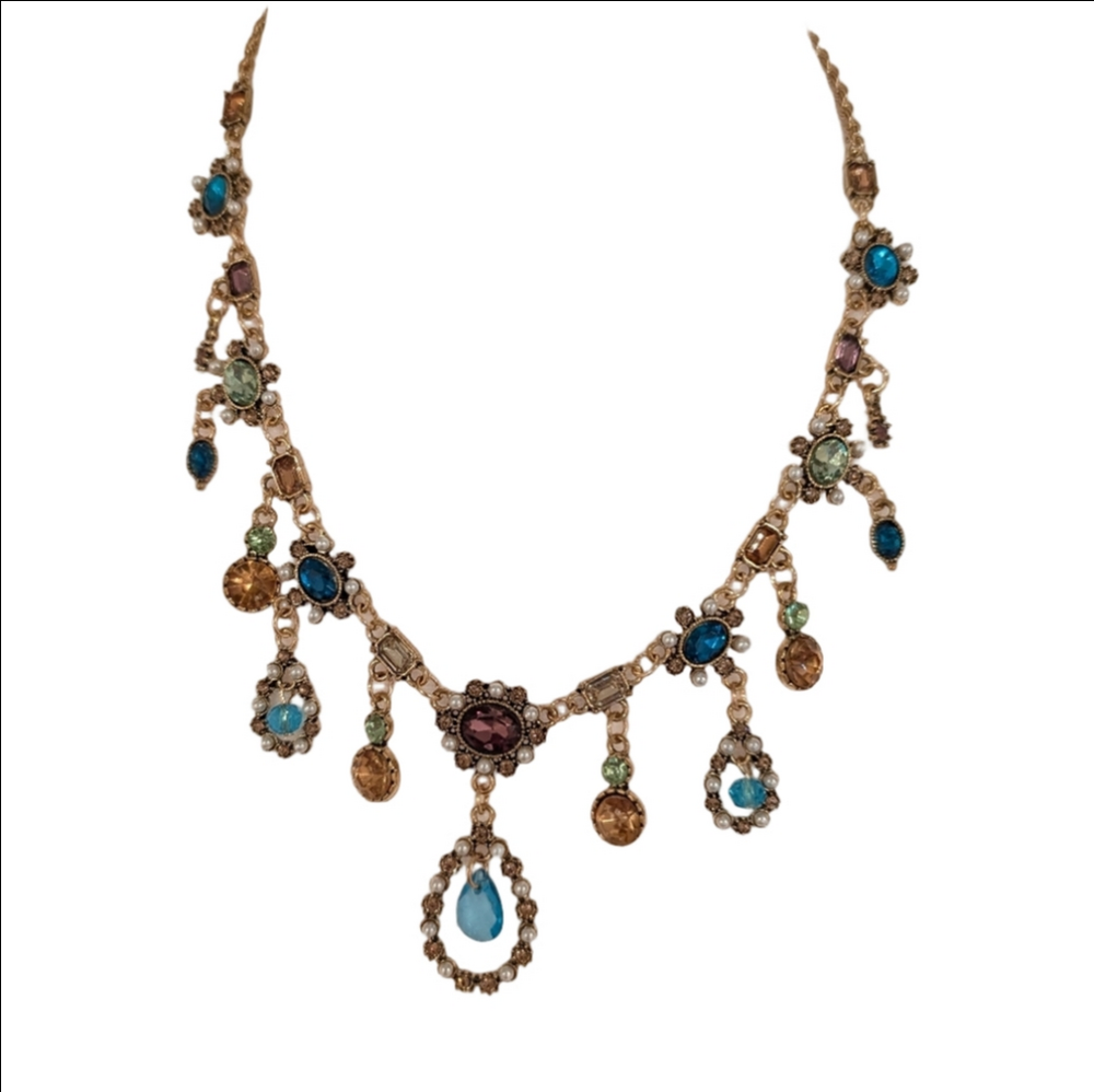 Bohemian Luxury Looking Multicolored Women's Glass Stones Necklace ,New - Picture 3 of 4